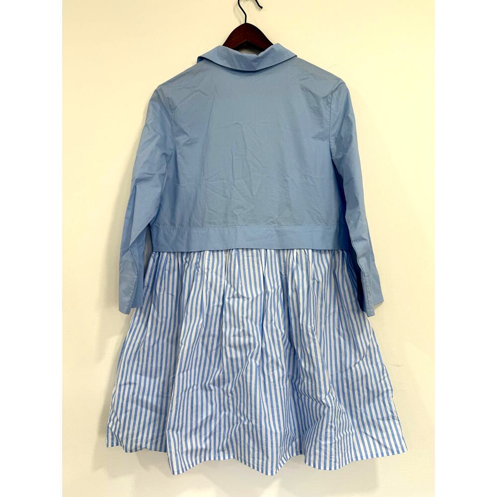 English Factory Stripe Contrast Shirt Mini Dress in Blue Size S - Picture 4 of 8